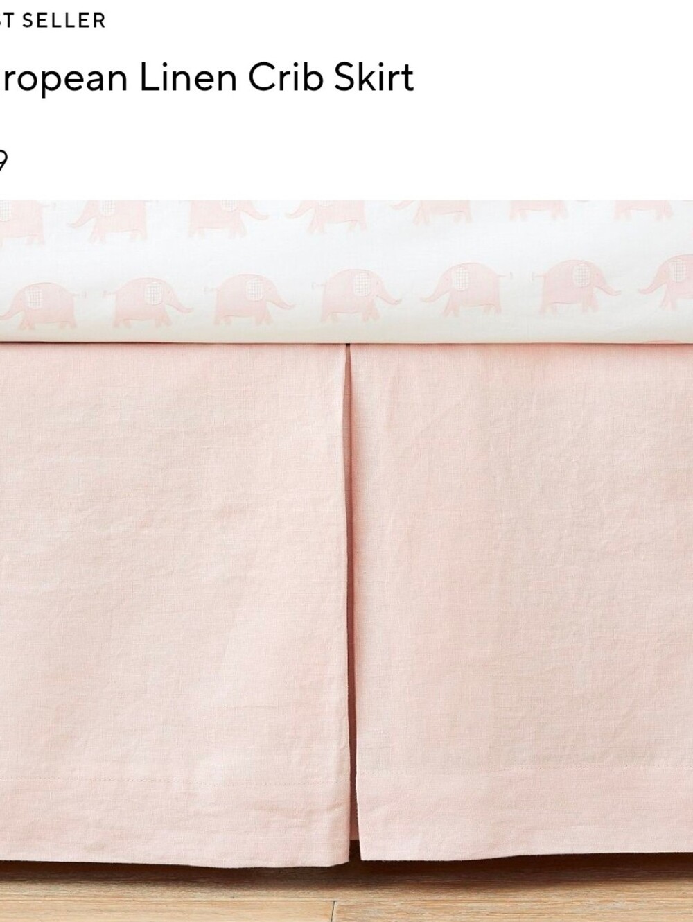 Pottery Barn Blush Pink Linen Crib Skirt